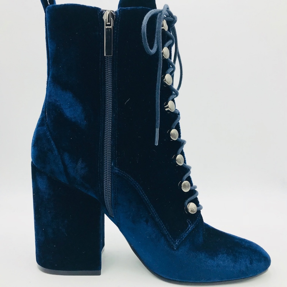 KENDALL + KYLIE Blue Crushed Velvet Bridget Boots - Picture 6 of 7